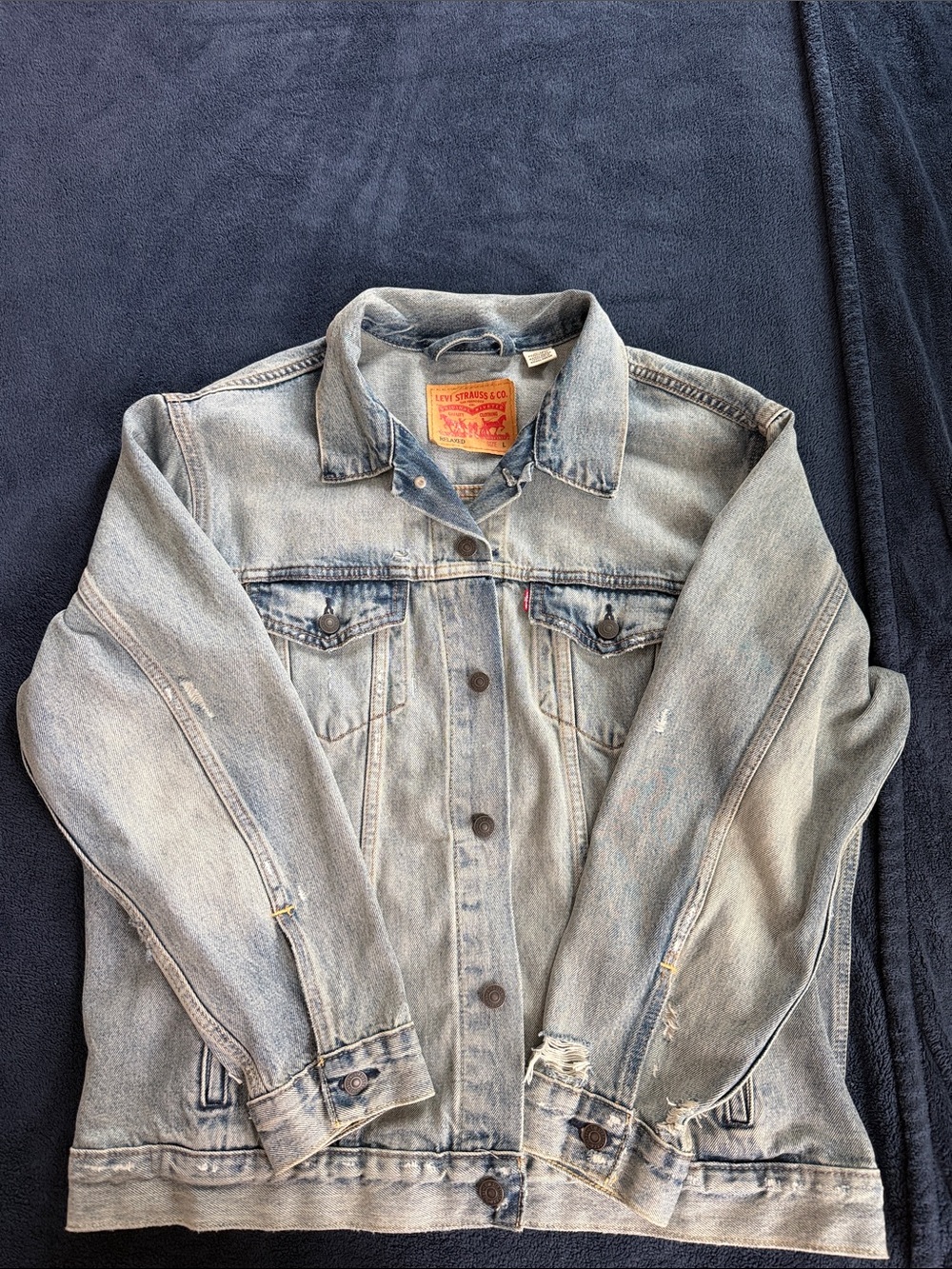 Levi's Light Blue Distressed Denim Trucker Jacket
